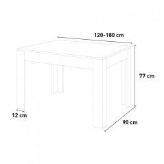 Tavolo Allungabile In Legno Moderno 90x120-180 cm per Soggiorno