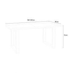 Tavolo Allungabile Stile Industriale 90x160 - 220 cm Legno e Ferro