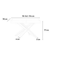 Tavolo Allungabile 90x90 Moderno Cucina Gambe Incrociate 194 cm