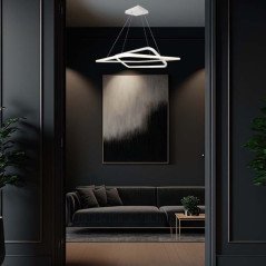 Lampadario a Sospensione Bianco di Design Rettangolare Dimmerabile