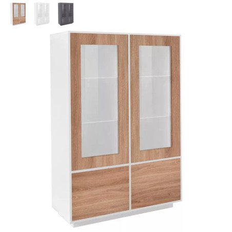 Credenza Moderna Alta con Vetrina 100 cm da Soggiorno Flover