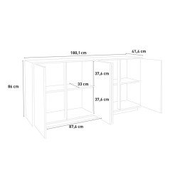 Madia Moderna 180 cm con 4 Ante Contemporanea Legno Flove