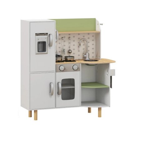 Cucina per Bambini in Legno con Set Pentoline Giocattolo ed Elettrodomestici