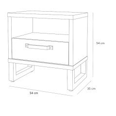 Comodino Industrial 1 Cassetto in Legno e Metallo Moderno Lapys