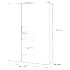 Armadio 3 Ante Bianco Lucido Largo 150 cm Ecologico Skuady