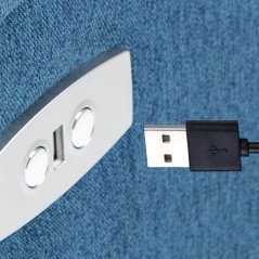 Poltrona Reclinabile Elettrica in Tessuto Blu con Porta USB