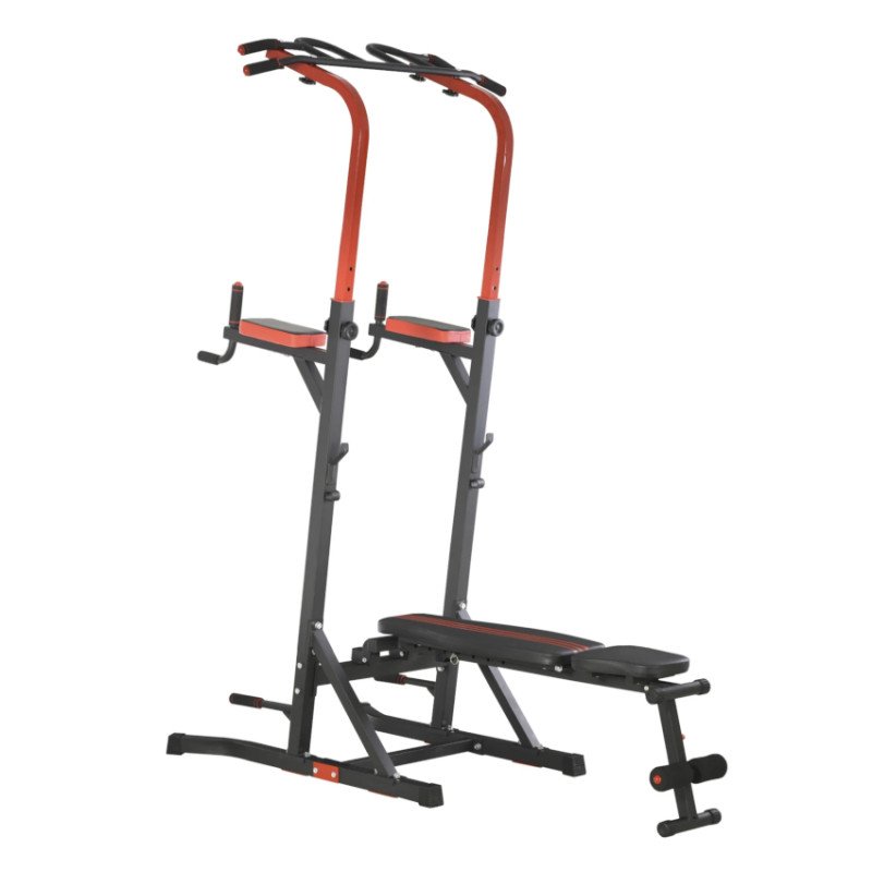 Stazione Fitness Multifunzione Power Tower con Panca Pieghevole