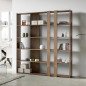 Scaffale Libreria Design Moderno a Muro In Legno Noce Con 6 Ripiani