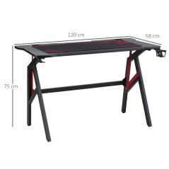 Scrivania per Pc Gaming Ergonomica Nera in Carbonio 120 cm