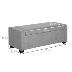 Panca Contenitore in Tessuto Imbottita Pouf Fondo Letto 120 cm