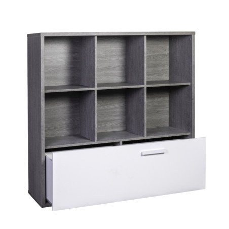 Libreria Grigio Cemento Bassa con Cassetti 120 cm Ecologica Simy