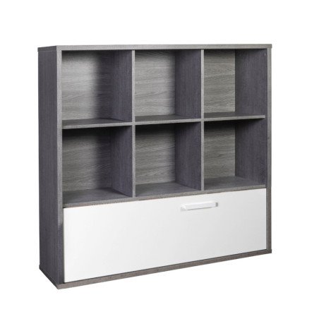 Libreria Grigio Cemento Bassa con Cassetti 120 cm Ecologica Simy