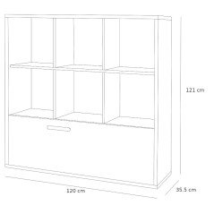 Libreria Grigio Cemento Bassa con Cassetti 120 cm Ecologica Simy