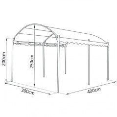 Gazebo in Ferro 3x4 Copertura per Auto da Giardino Esterno