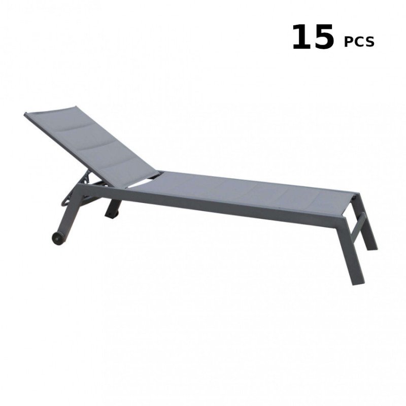 Stock Lettini da Piscina con Ruote da 15 pezzi Alluminio Prendisole Impilabili Stock Lettini da Piscina con Ruote da 15 pezzi Alluminio Prendisole Impilabili