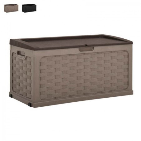 Cassapanca da Esterno Rattan Plastica Portagiochi 116x56x58 cm