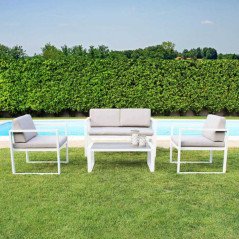 Salottino Esterno in Alluminio 4 Posti Giardino Moderno con Cuscini