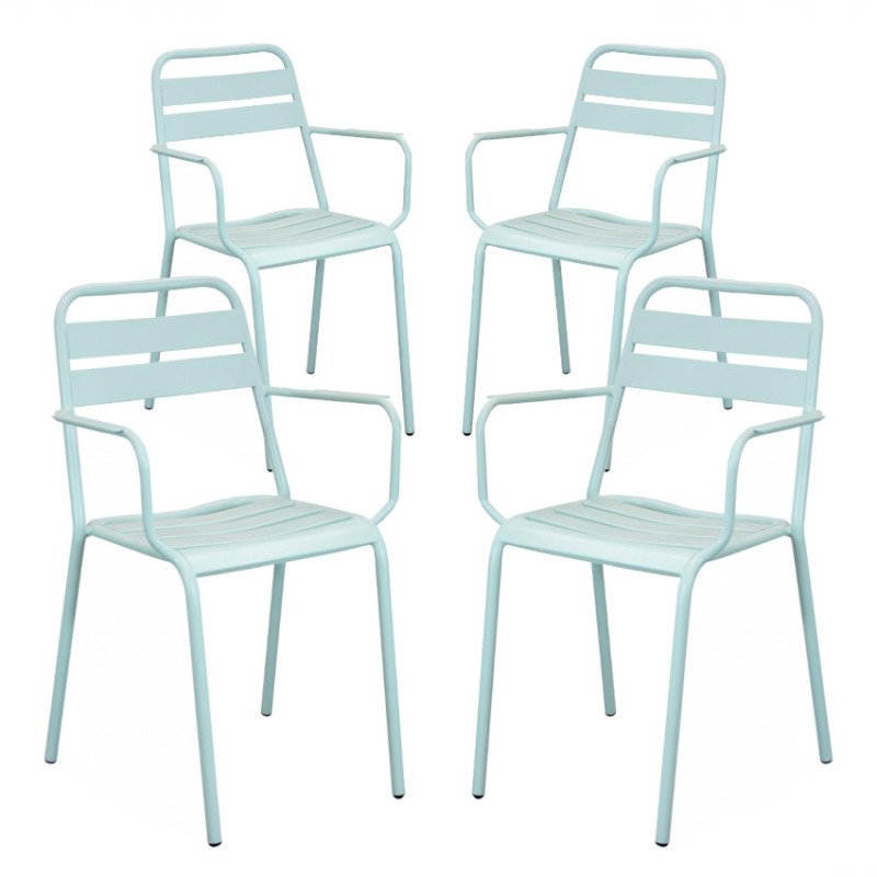 4 Sedie in Metallo Colorate con Braccioli da Giardino e Terrazzo 4 Sedie in Metallo Colorate con Braccioli da Giardino e Terrazzo