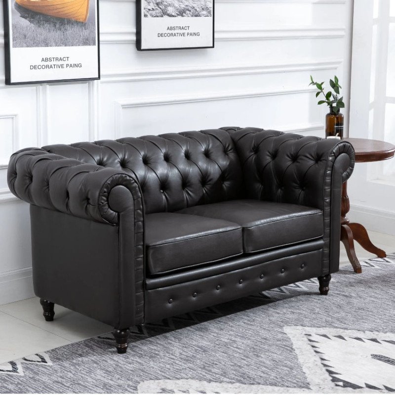 OFFERTA | Divano Chesterfield 3 posti nero - VAMA Divani