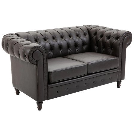 Divano Chesterfield Nero 2 Posti Ecopelle Vintage 160 cm