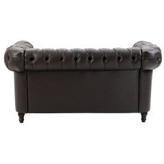 Divano Chesterfield Nero 2 Posti Ecopelle Vintage 160 cm