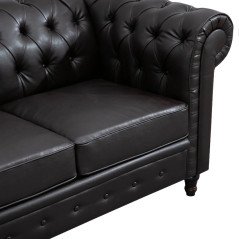 Divano Chesterfield Nero 2 Posti Ecopelle Vintage 160 cm