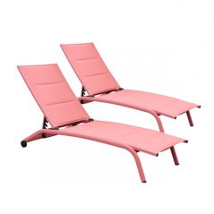 Due Lettini Prendisole con Ruote da Giardino e Spiaggia in Alluminio