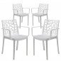 Set 4 Sedie Giardino Moderne in Resina con Braccioli da Esterno Design