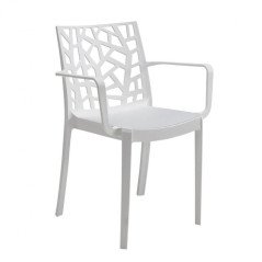 Set 4 Sedie Giardino Moderne in Resina con Braccioli da Esterno Design