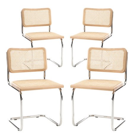 Set 4 Sedie Vintage Paglia di Vienna e Acciaio Cesca Marcel Breuer