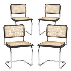 Set 4 Sedie Vintage Paglia di Vienna e Acciaio Cesca Marcel Breuer