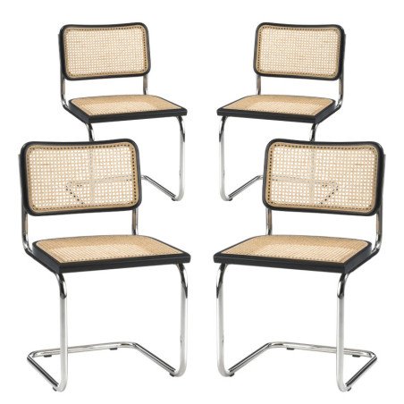 Set 4 Sedie Vintage Paglia di Vienna e Acciaio Cesca Marcel Breuer