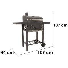 Griglia a Carbone con Comignolo Barbecue con Coperchio e Ripiano