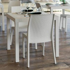 5 Tavoli da Esterno Bar Polyrattan in Plastica 80x80 Quadrati