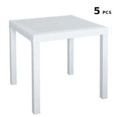 5 Tavoli da Esterno Bar Polyrattan in Plastica 80x80 Quadrati