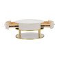 Tavolino Rotondo Effetto Marmo e Oro Salotto con Cassetto Ø80 Presie