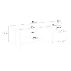 Mobile Tv 2 Ante con Cassetto Basso Moderno Prist 150 cm