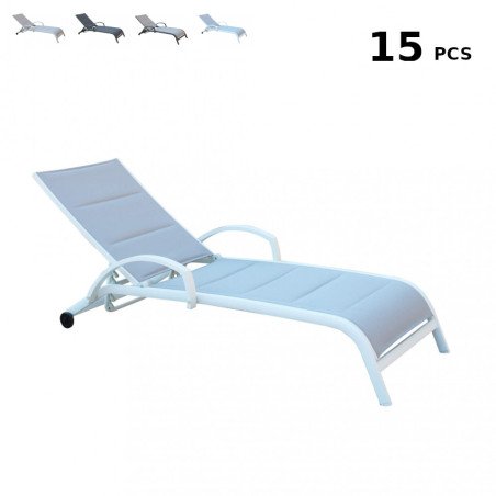 Stock Lettini Prendisole Piscina con Ruote e Braccioli Impilabili 15 Pz