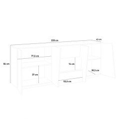 Credenza Moderna con Cassetti e Ante 220 cm Prist Soggiorno