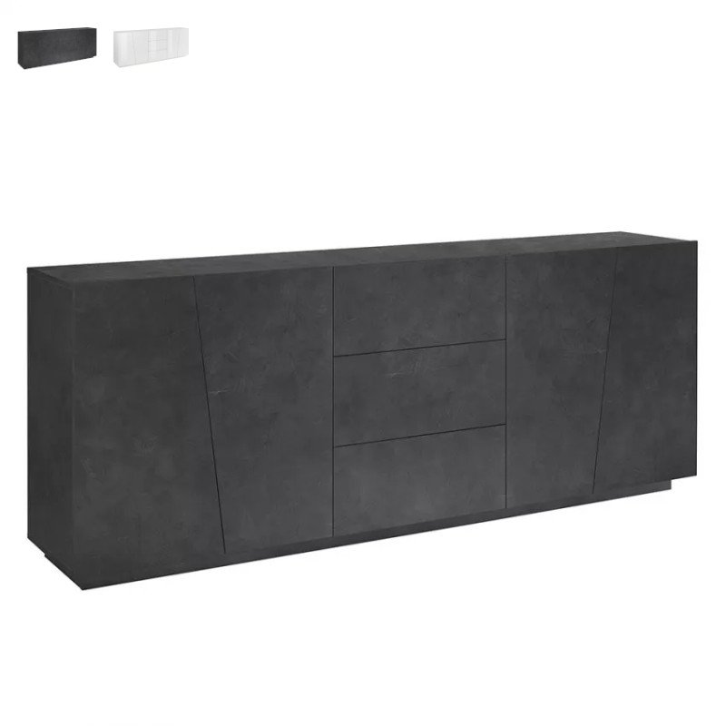 Credenza Moderna con Cassetti e Ante 220 cm Prist Soggiorno