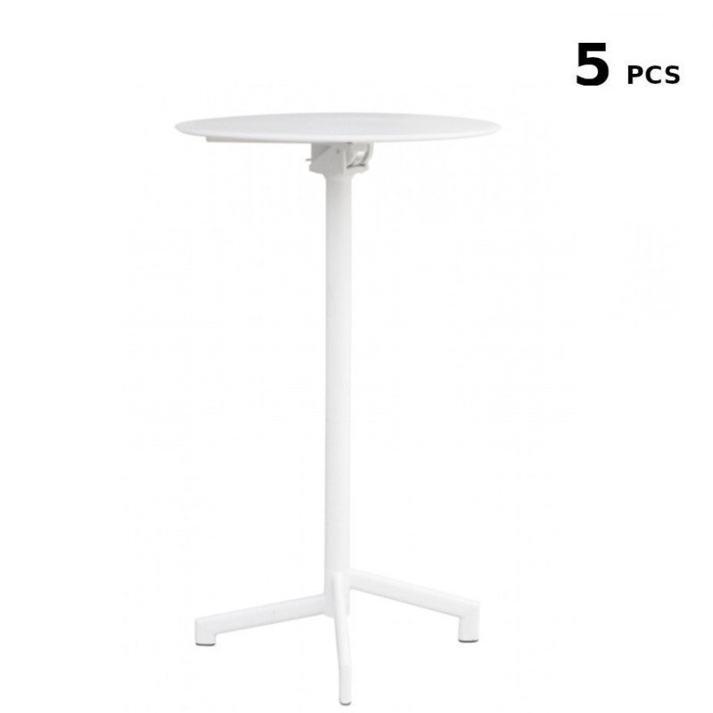 5 Tavoli Rotondi Alti da Bar Pieghevoli per Esterno Ø60 cm 5 Tavoli Rotondi Alti da Bar Pieghevoli per Esterno Ø60 cm