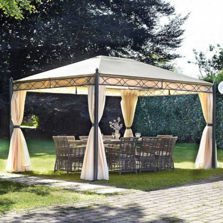 Gazebo 3x4 con Tende e Zanzariere Resistente da Giardino