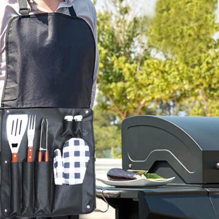 Grembiule da Barbecue con 6 Accessori per Grigliare