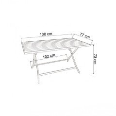 Tavolo Rettangolare da Esterno Pieghevole in Alluminio 6 Posti 130x80
