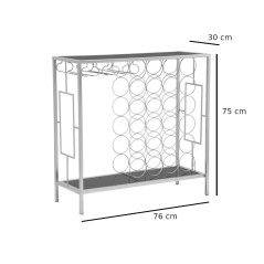 Consolle Portabottiglie Oro Metallo e Vetro Mobile Vino Design