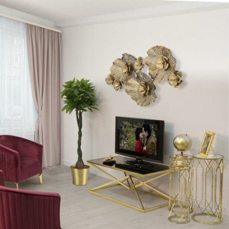 Tavolino Vetro Oro e Nero da Salotto Design Moderno Cliyo Froogalo