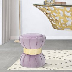 Sgabello Pouf di Velluto Piccolo Rotondo 40x40x44 cm Glam