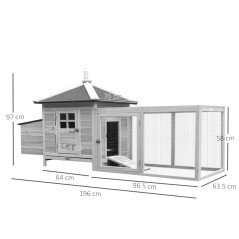 Piccolo Pollaio per 2 Galline Conigliera in Legno da Esterno 196x76x97 cm