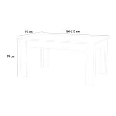 Tavolo Allungabile 160x90 Legno Rettangolare Grande da Salotto 8 Persone