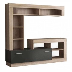Parete Attrezzata con Libreria e Tv Moderna con Ripiani Soggiorno